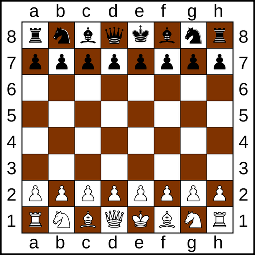 Sjakkbrett med sjakkbrikker
